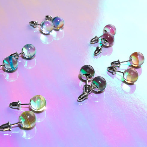 Rainbow Supernova | .925 Sterling Silver | Galaxy Glass Stud Earrings